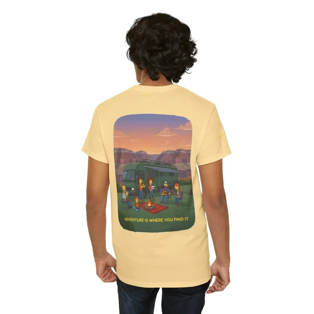 Unisex Heavy Cotton Tee — "Adventure Is Where You Find It" Design Sitcom-Line