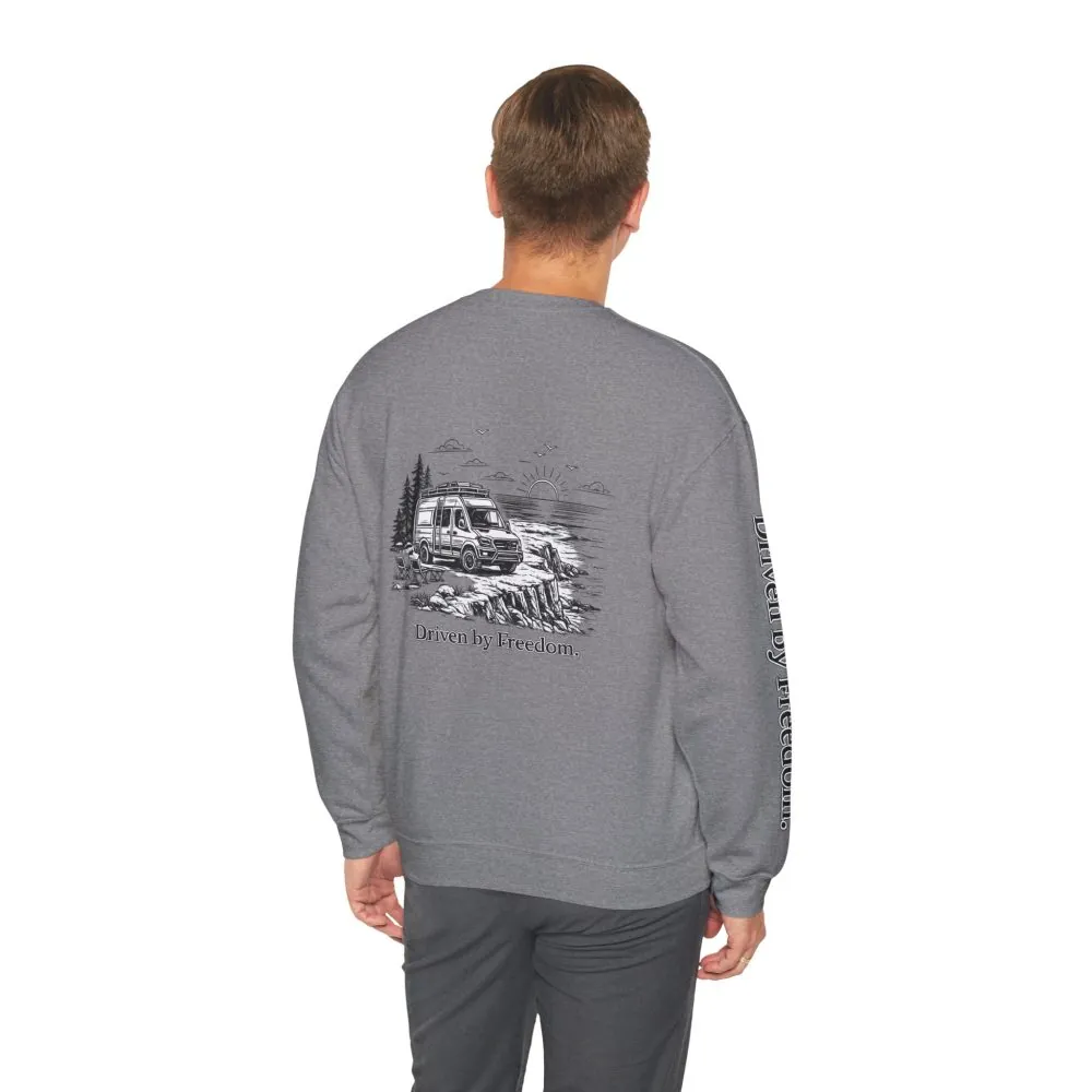 16339727514989725670_2048.jpeg Unisex Heavy Blend™ Crewneck Sweatshirt — "Driven By Freedom" Design Minimal-Line