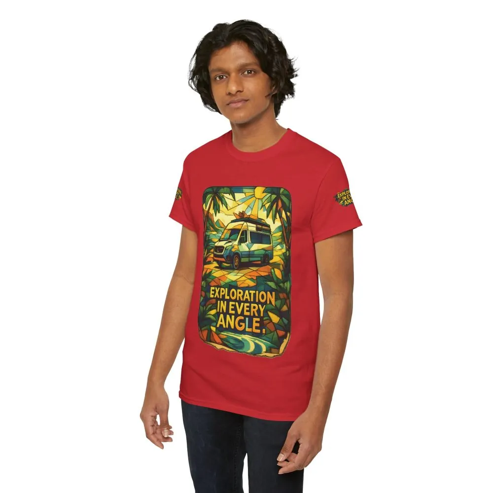 Unisex Heavy Cotton Tee — "Exploration In Every Angle" Design Cubic-Line