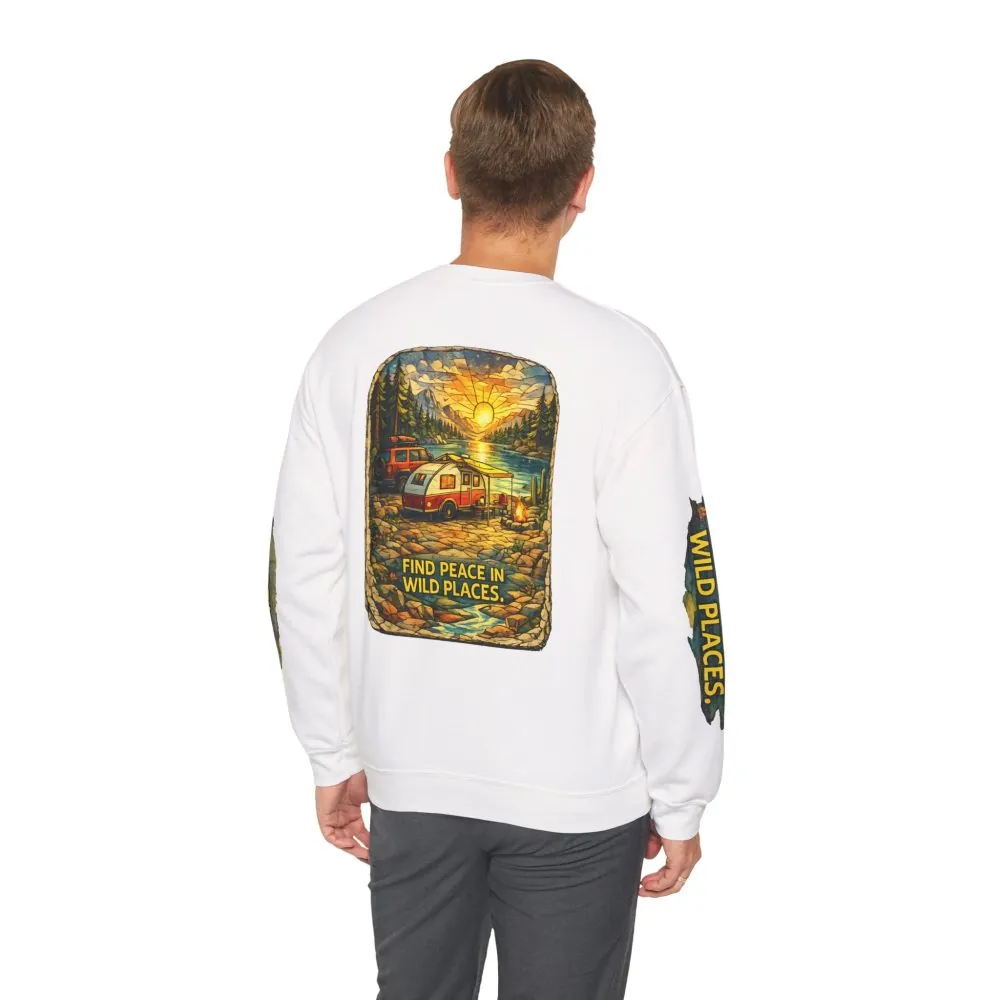 16357196983461500074_2048.jpeg Unisex Heavy Blend™ Crewneck Sweatshirt — "Find Peace In Wild Places" Design Cubic-Line