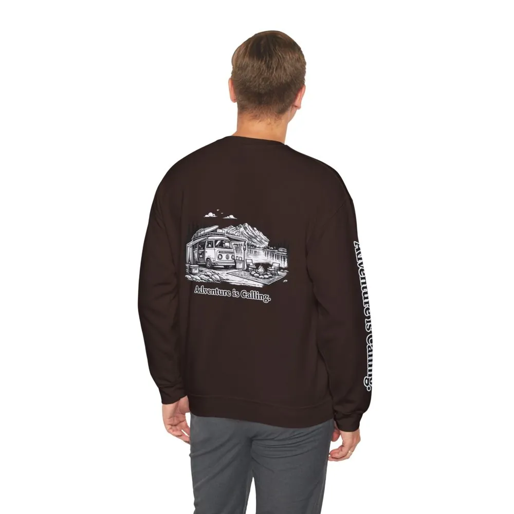 16369552063378234480_2048.jpeg Unisex Heavy Blend™ Crewneck Sweatshirt — "Adventure Is Calling" Design Minimal-Line
