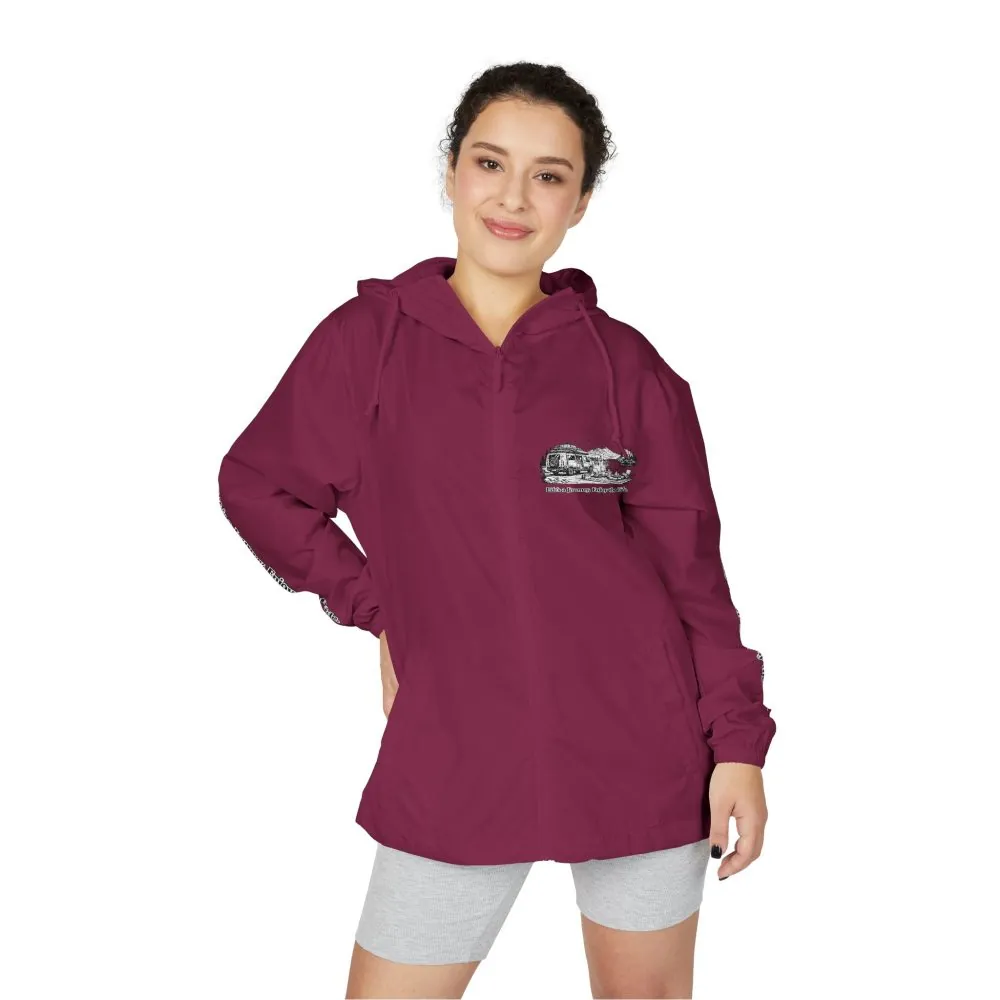 Unisex Full-Zip Windbreaker Jacket — "Lifes A Journey" (Design "Minimal-Line")