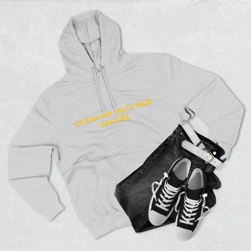 Three-Panel Fleece Hoodie - "Ocean Air Salty Hair Van Life" Design Sitcom-Line
