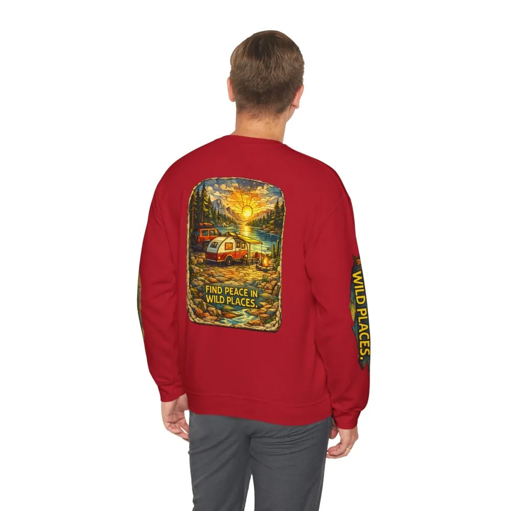 16381388276720137384_2048.jpeg Unisex Heavy Blend™ Crewneck Sweatshirt — "Find Peace In Wild Places" Design Cubic-Line
