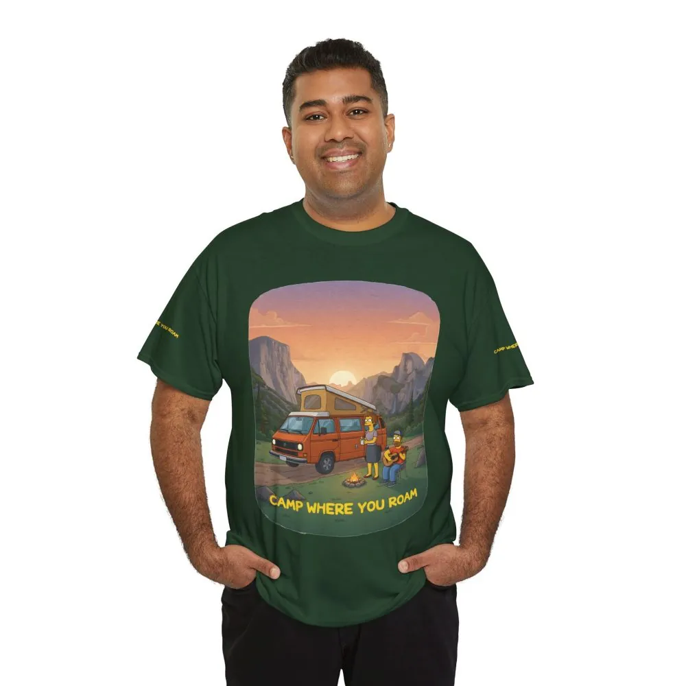 Unisex Heavy Cotton Tee — "Camp Where You Roam" Design Sitcom-Line