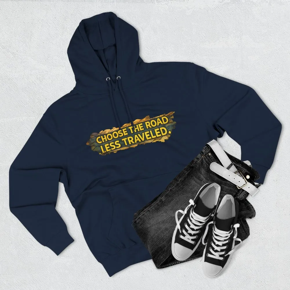 Three-Panel Fleece Hoodie - "Choose The Road Less Traveled" Design Cubic-Line