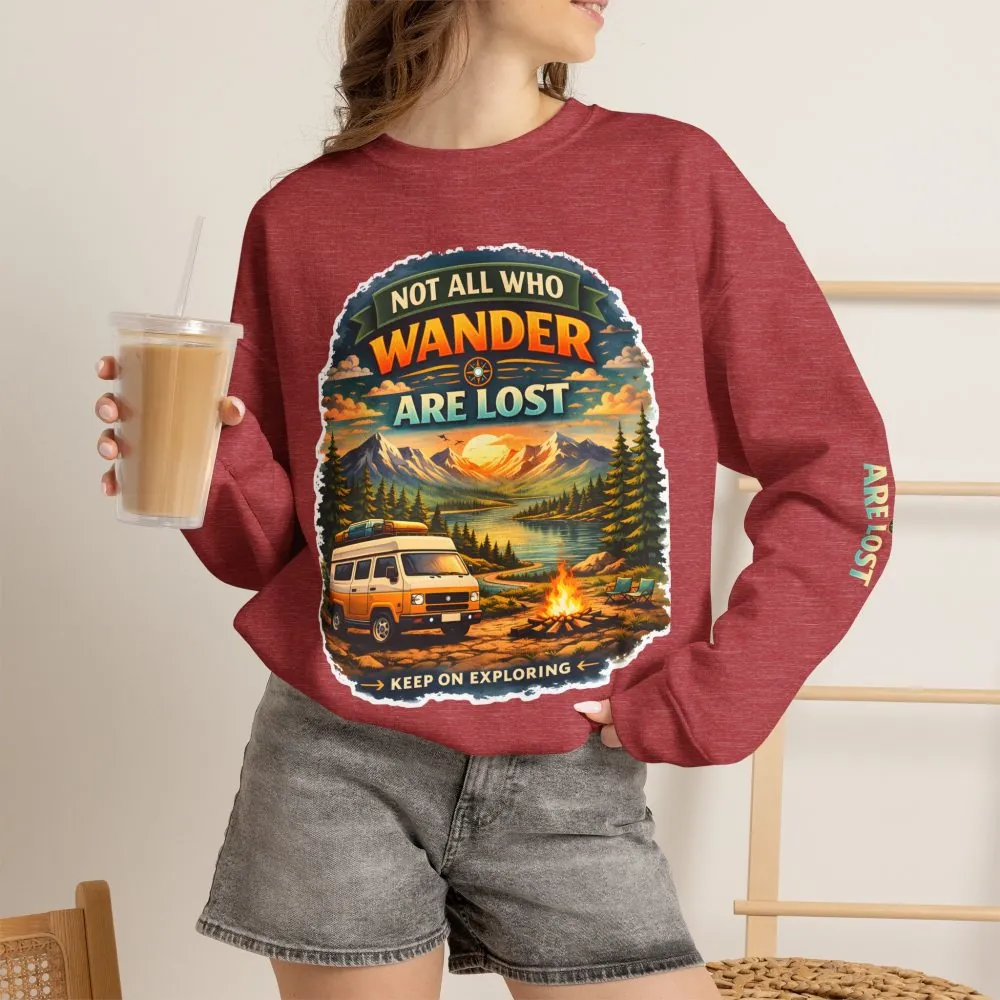 16419311636338162292_2048.jpeg Unisex Heavy Blend™ Crewneck Sweatshirt — "Not All Who Wander Are Lost" Design Scenic-Line