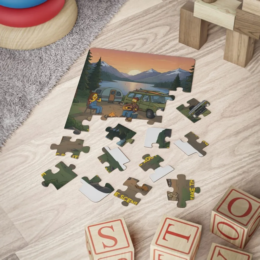 16428111738485225173_2048.jpeg Kids' 30‑Piece Camping Puzzle — Sunset Mountain Campfire Scene
