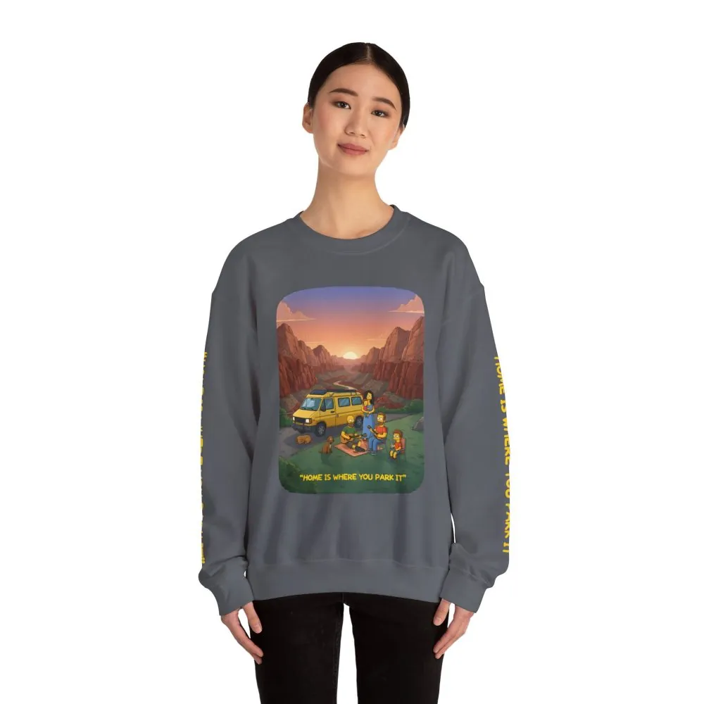 1643555255519168039_2048.jpeg Unisex Heavy Blend™ Crewneck Sweatshirt — "Home Is Where You Park It" Design Sitcom-Line
