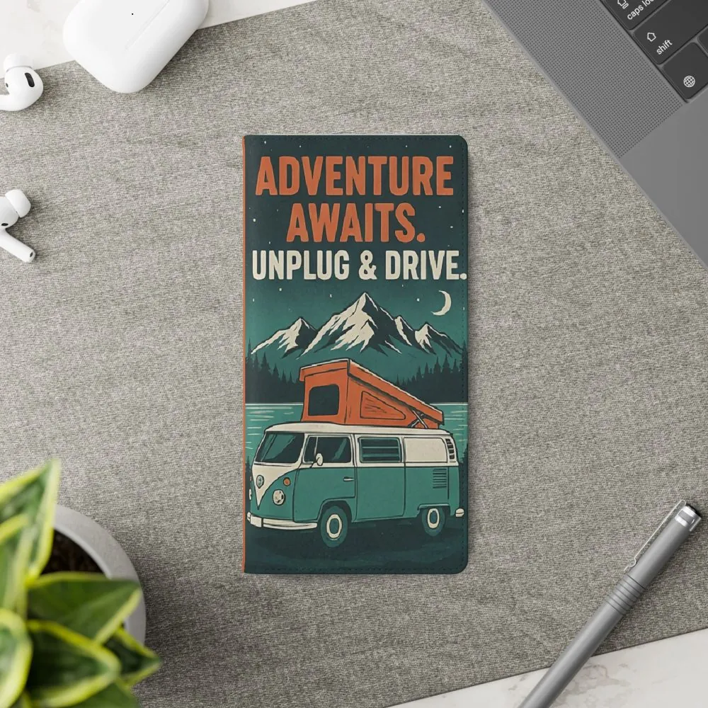 Flip Phone Case — "Adventure Awaits, Fuel Your Journey, Not the WiFi" Wallet Cover