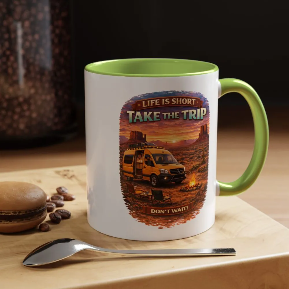 Accent Coffee Mug (11, 15oz) — "Live Is Short Take The Trip" Design Scenic-Line
