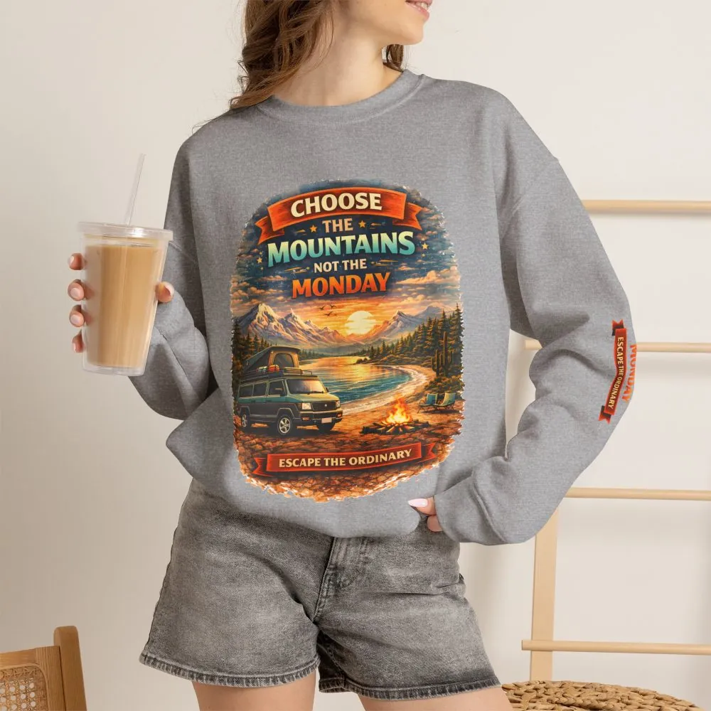 16469387292122780348_2048.jpeg Unisex Heavy Blend™ Crewneck Sweatshirt — "Choose The Mountens" Design Scenic-Line