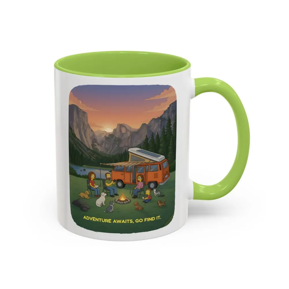 Accent Coffee Mug (11, 15oz) — "Adventure Awaits-Go Find It"" Design Sitcom-Line
