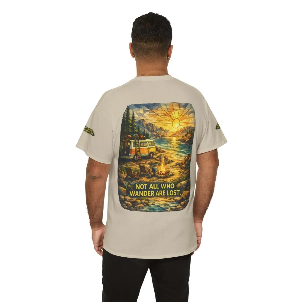 Unisex Heavy Cotton Tee — "Not All Who Wander Are Lost " Design Cubic-Line