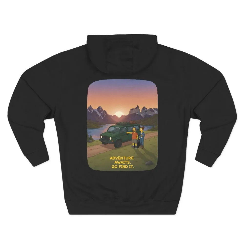 16489243484745330630_2048.jpeg Three-Panel Fleece Hoodie - "Adventure Awaits-Go Find It" Design Sitcom-Line