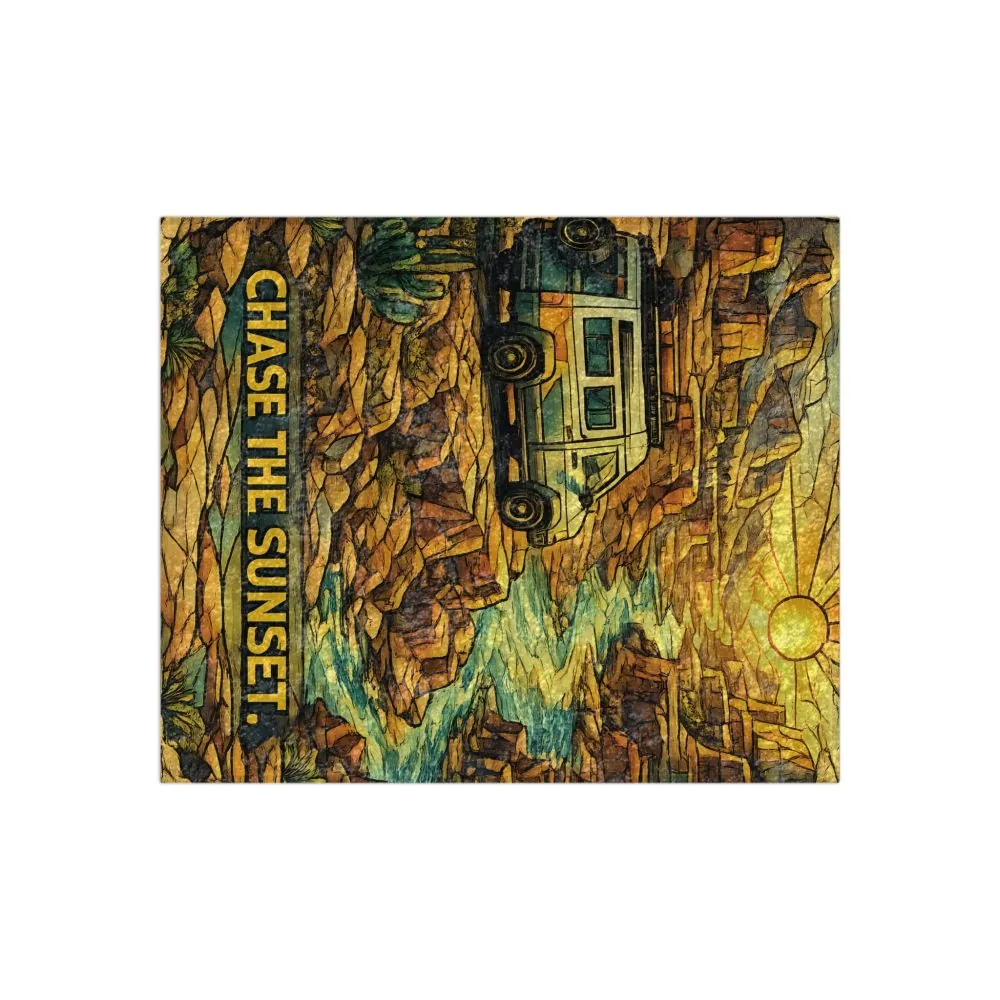 16490597629184388843_2048.jpeg Crushed Velvet Blanket —"Chase The Sunset" Design Cubic-Line (Campervan)