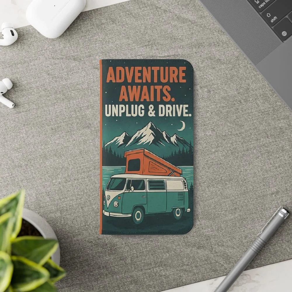 Flip Phone Case — "Adventure Awaits, Fuel Your Journey, Not the WiFi" Wallet Cover