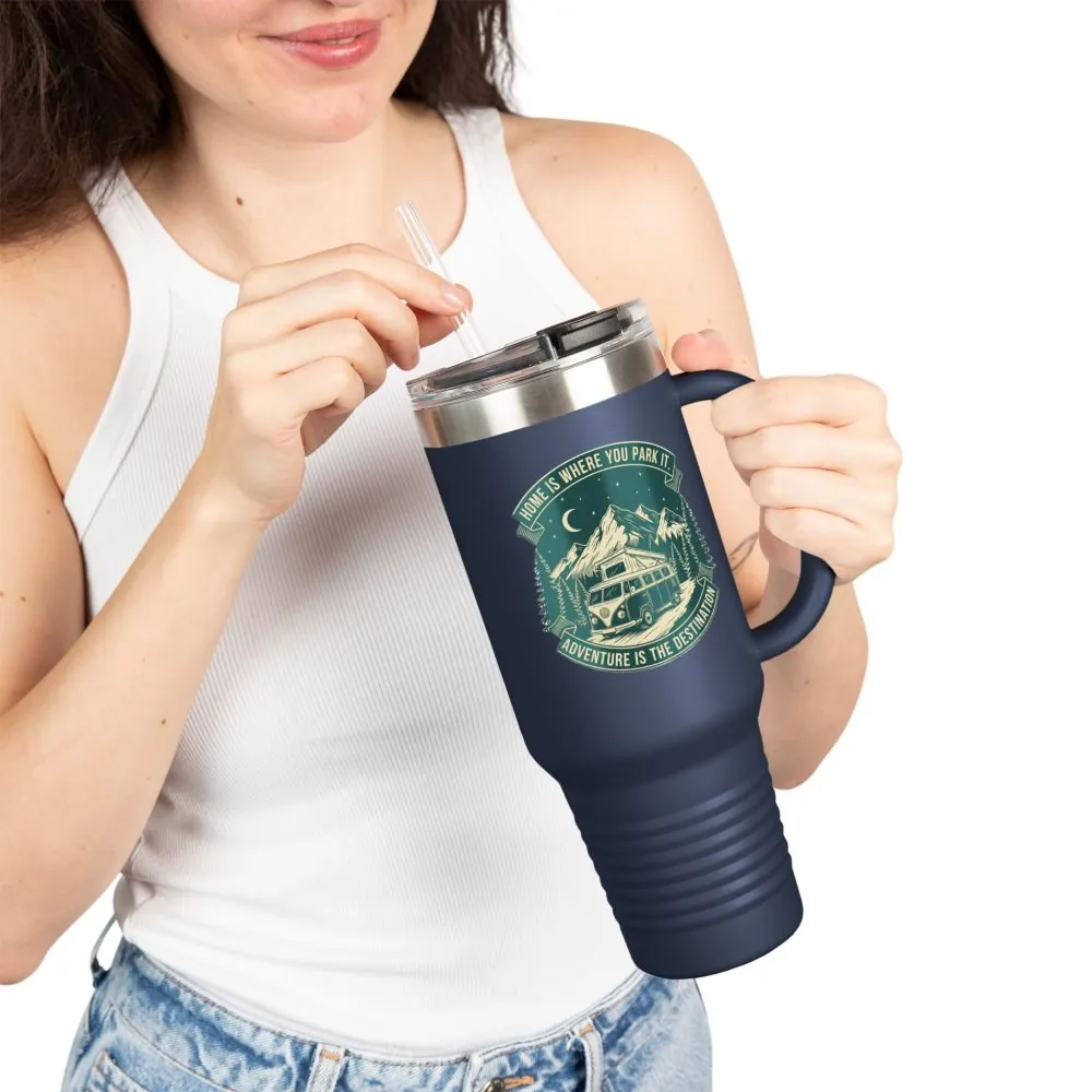 16507139633582954425_2048.jpeg Insulated Travel Mug - "Home Is Where You Park It-Adventure is the destination" (40oz) – Retro Camper Design, Keep Drinks Hot or Cold