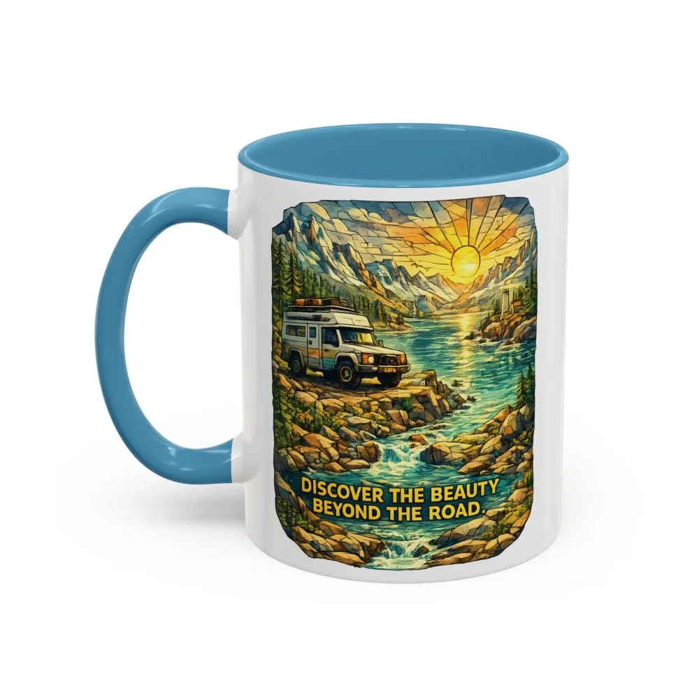 16511423378111407686_2048.jpeg Accent Coffee Mug (11, 15oz) — "Discover The Bieuty Beyond The Road" Design Cubic-Line