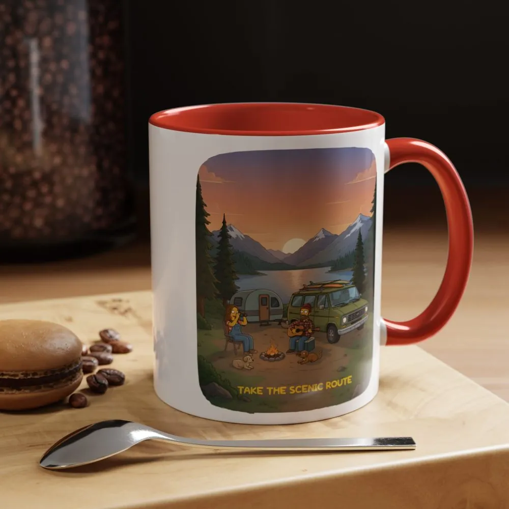 Accent Coffee Mug (11, 15oz) — "Take The Scenic Route" Design Sitcom-Line