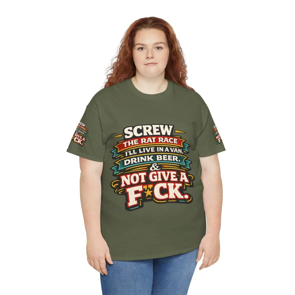 16528764205556973710_2048.jpeg Unisex Heavy Cotton Tee — "Screw The Rat Race" Design F**K-Line