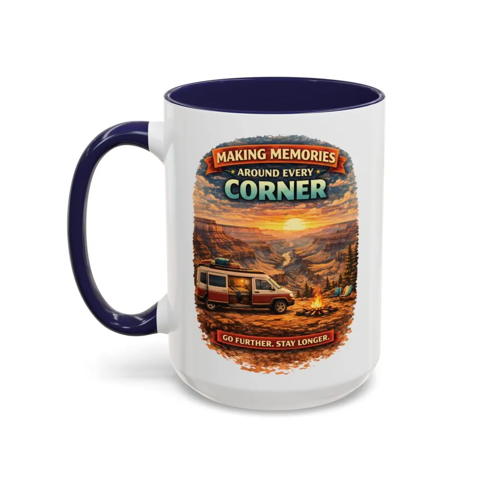 Accent Coffee Mug (11, 15oz) — "Making Memories Around Every Corner" Design Scenic-Line