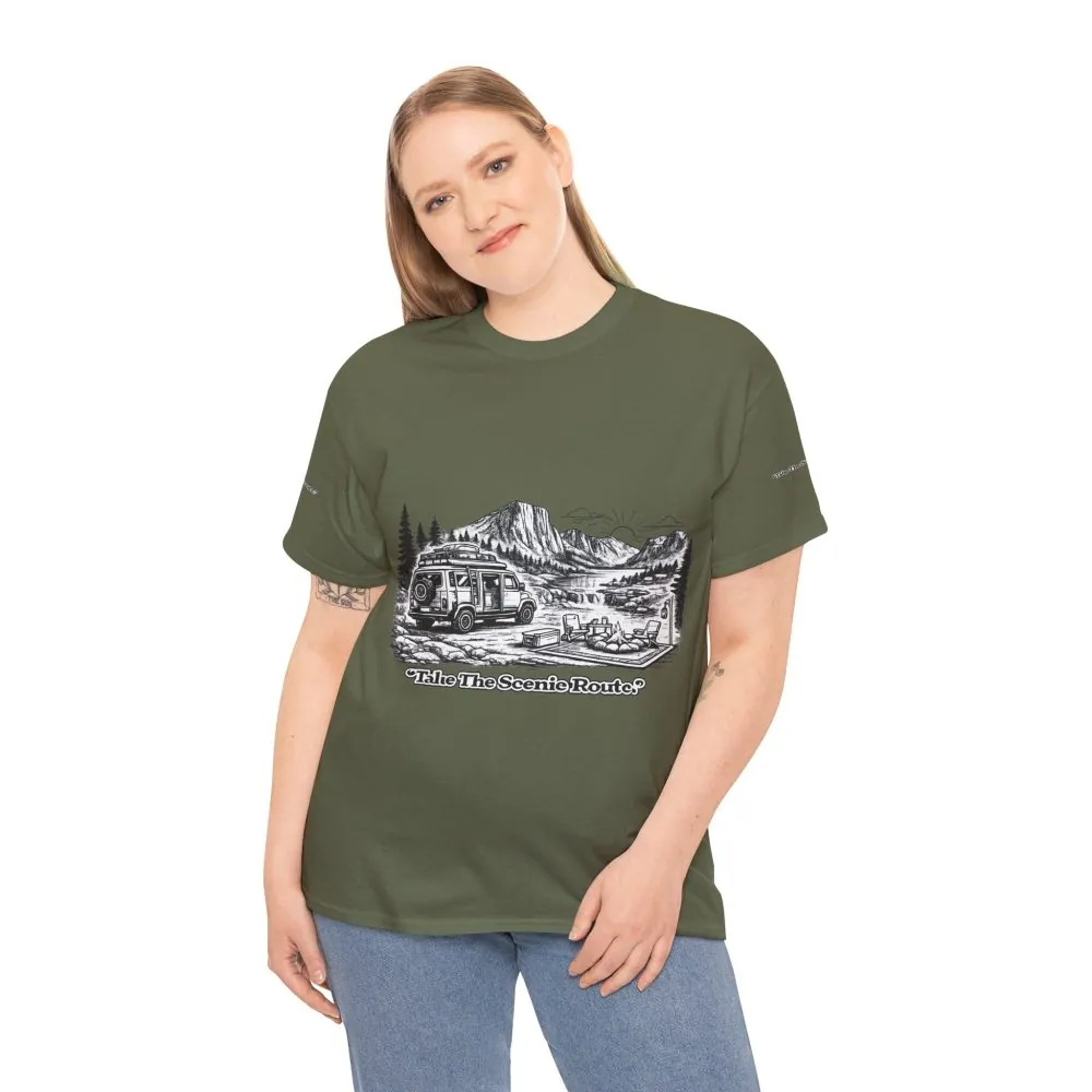 16535715364624374712_2048.jpeg Unisex Heavy Cotton Tee — "Take The Scenic Route" Design Minimal-Line