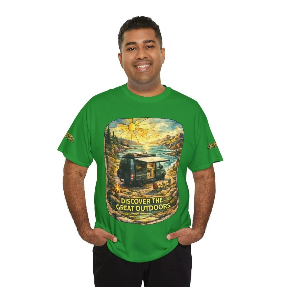 16551750116854955715_2048.jpeg Unisex Heavy Cotton Tee — "Discover The Great Outdoors" Design Cubic-Line