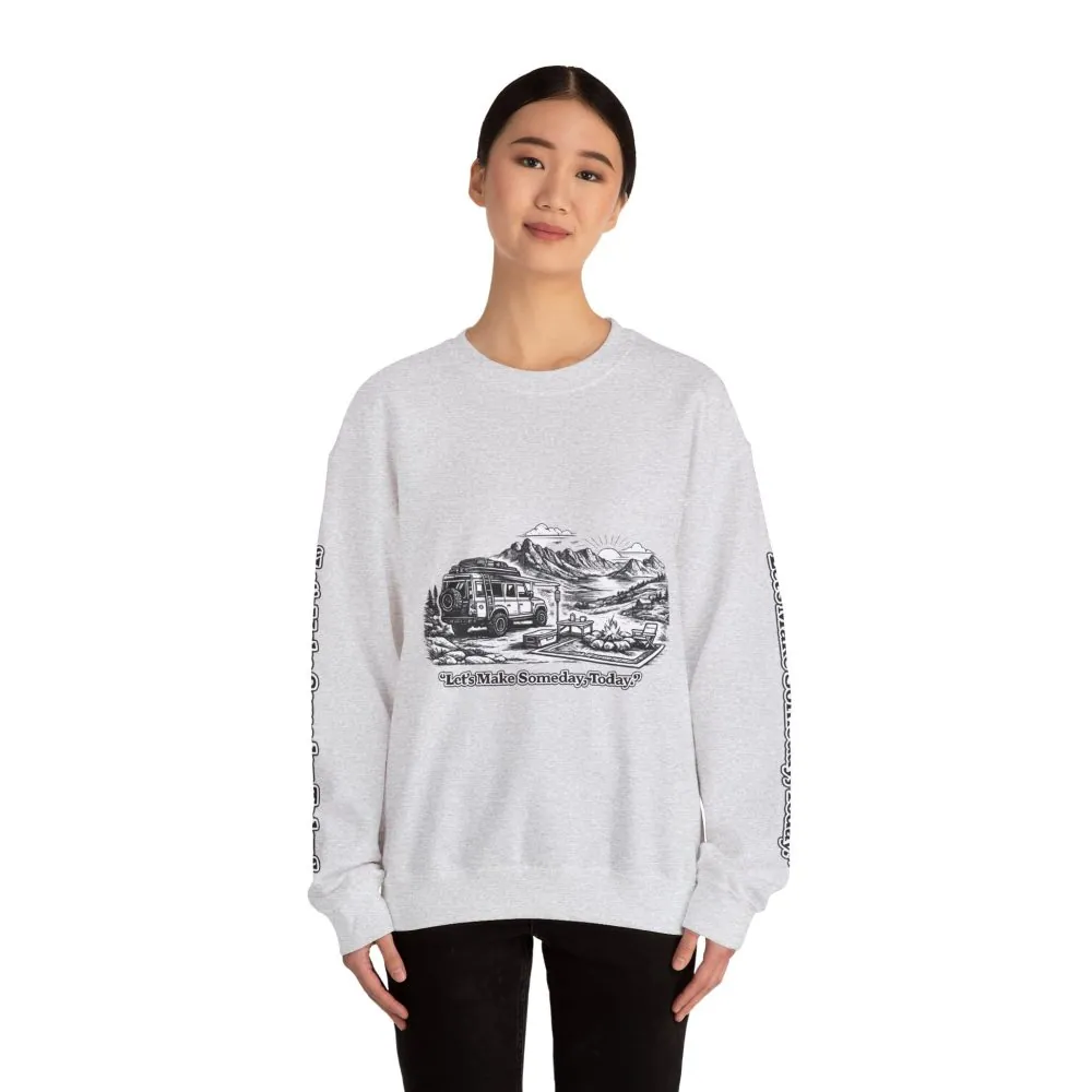 16563423403958057959_2048.jpeg Unisex Heavy Blend™ Crewneck Sweatshirt — "Lets make Someday, Today?" Design Minimal-Line
