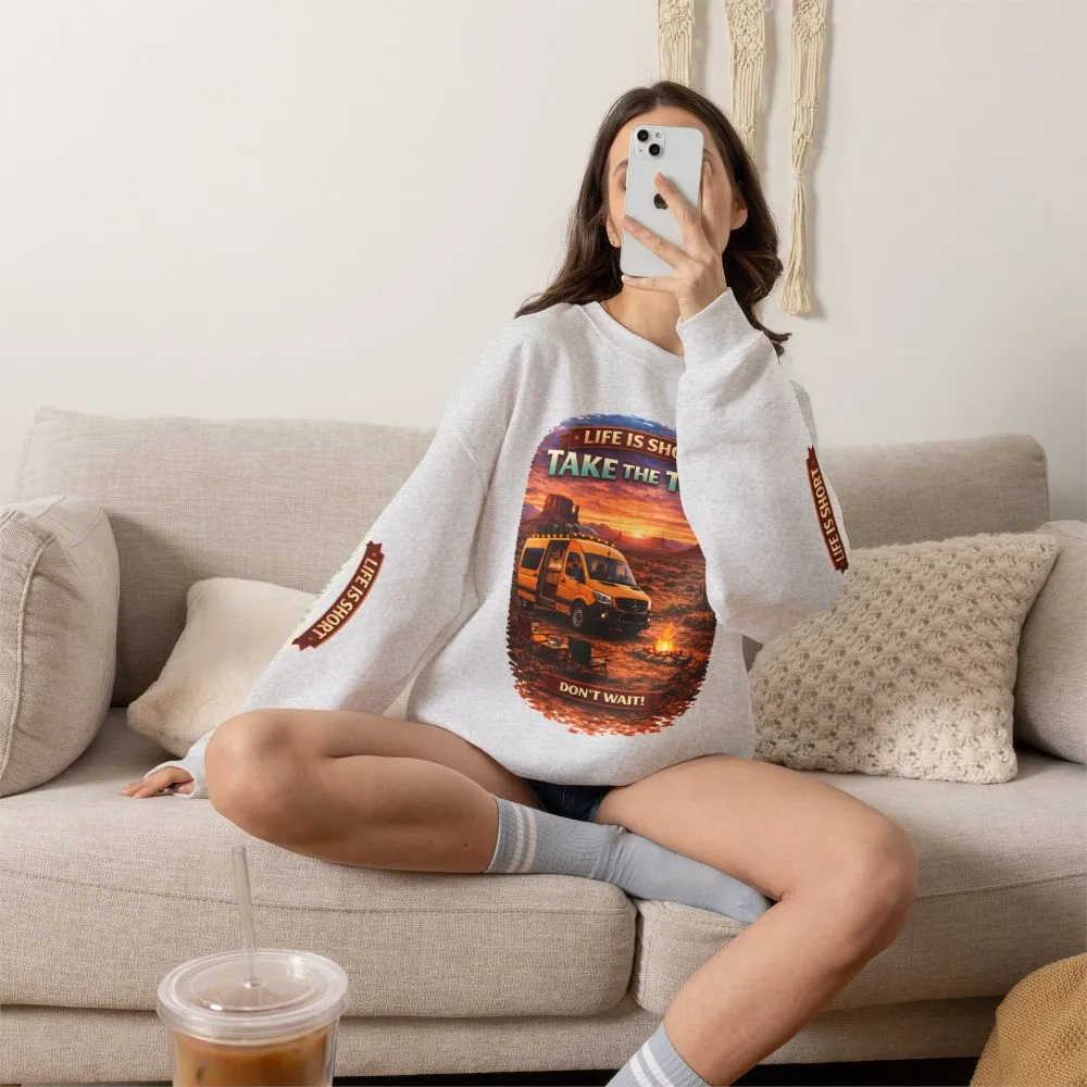 16563865717233474628_2048.jpeg Unisex Heavy Blend™ Crewneck Sweatshirt — "Live Is Short Take The Trip" Design Scenic-Line