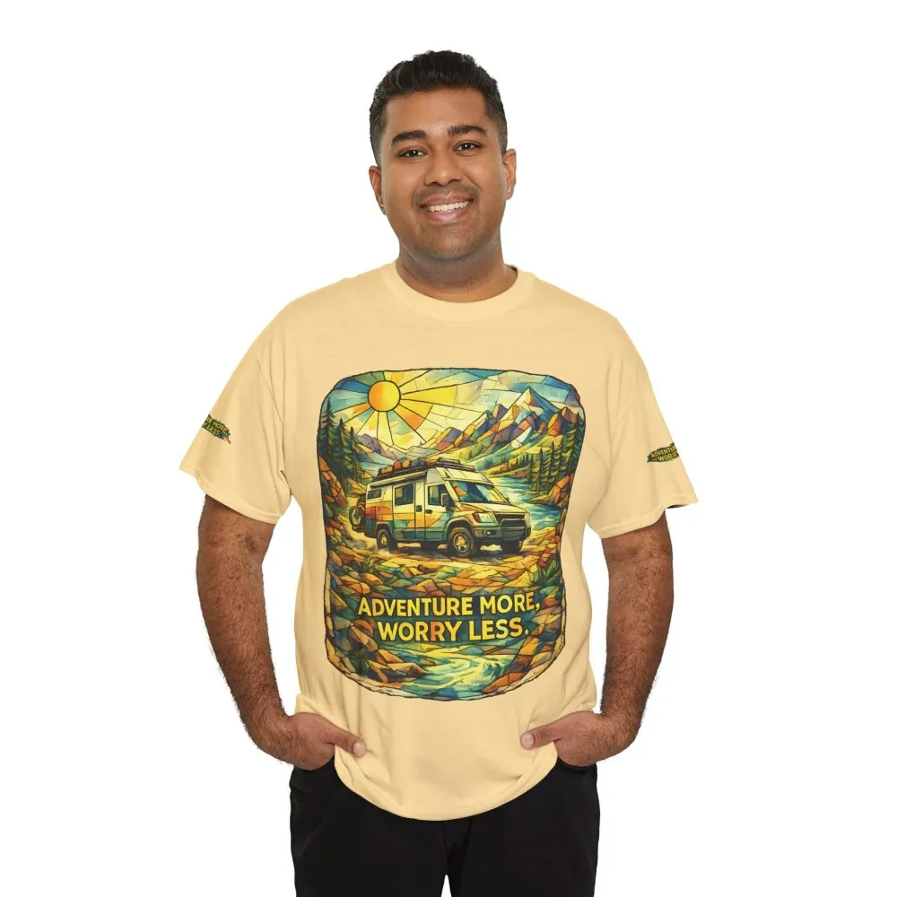 16572740474634187767_2048.jpeg Unisex Heavy Cotton Tee — "Adventure More Worry Less" Design Cubic-Line