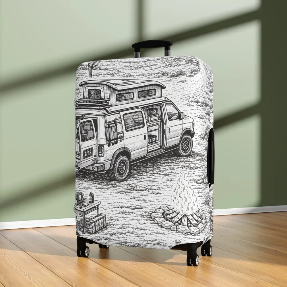 16579875280543196441_2048.jpeg Luggage Cover — Adventure Camper Sketch Travel Suitcase