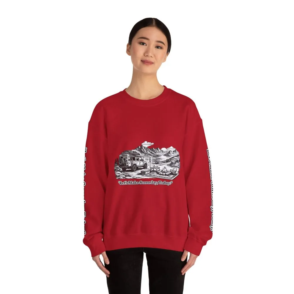16593918344947538872_2048.jpeg Unisex Heavy Blend™ Crewneck Sweatshirt — "Lets make Someday, Today?" Design Minimal-Line