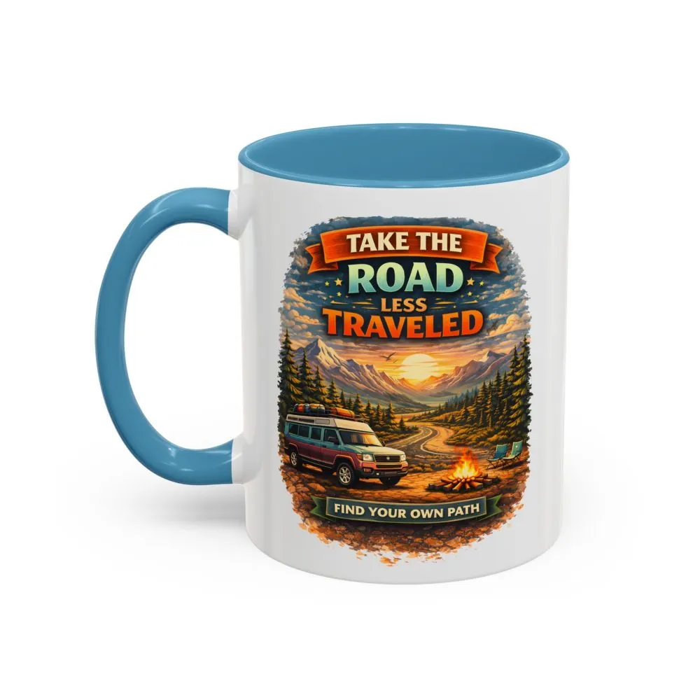 165945842041012506_2048.jpeg Accent Coffee Mug (11, 15oz) — "Take The Road Less Traveled" Design Scenic-Line