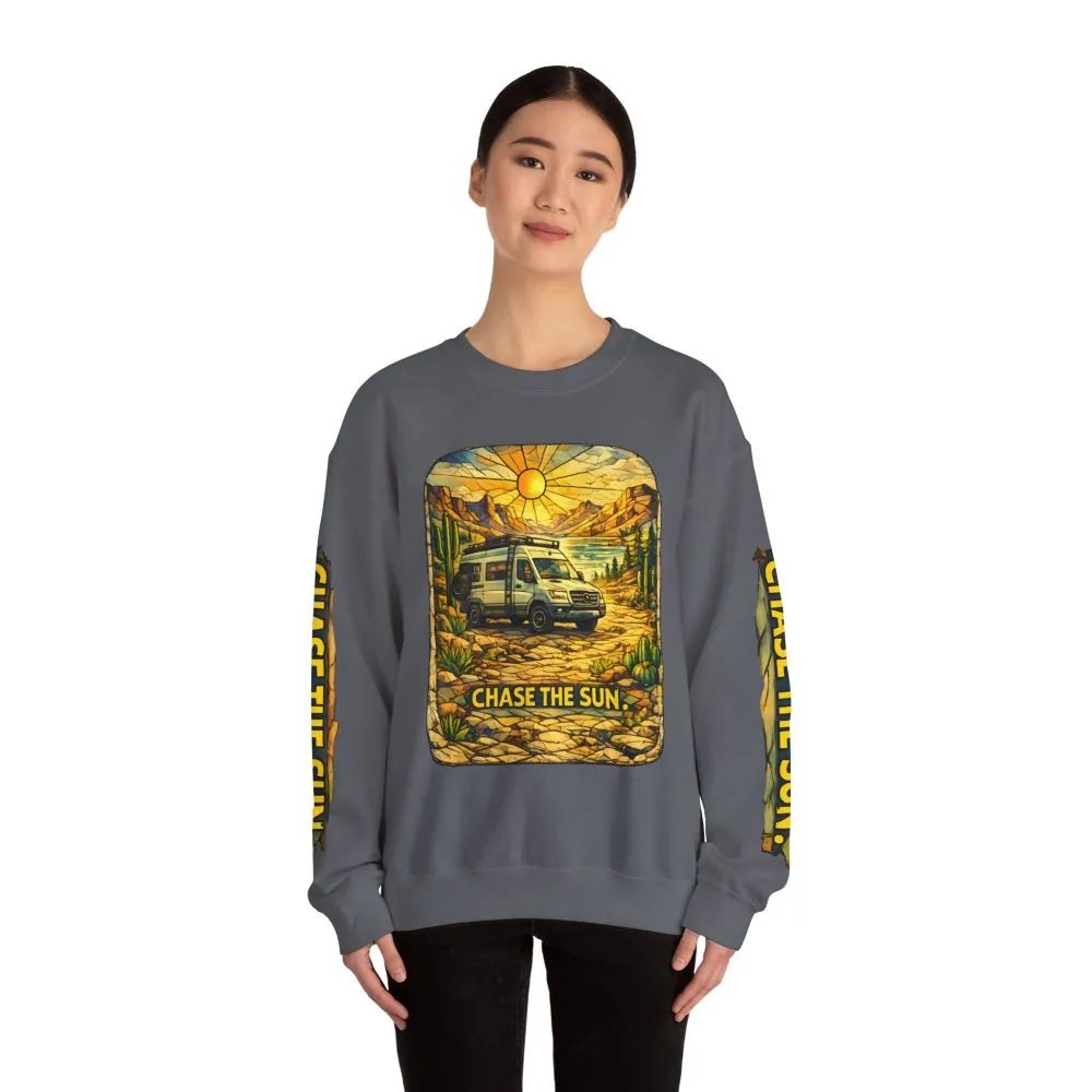 16599590387020494422_2048.jpeg Unisex Heavy Blend™ Crewneck Sweatshirt — "Chase The Sun" Design Cubic-Line