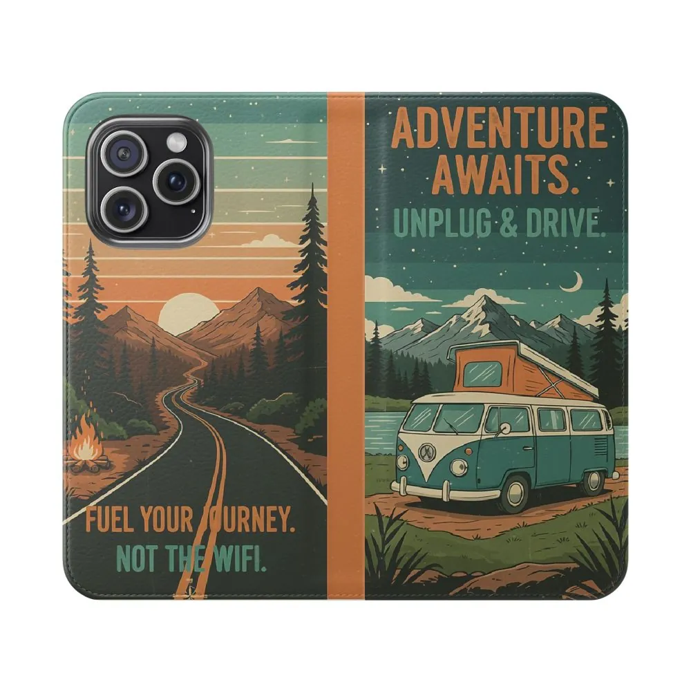 16602005452900226810_2048.jpeg Flip Phone Case — "Adventure Awaits Unplug & Drive" Wallet Case