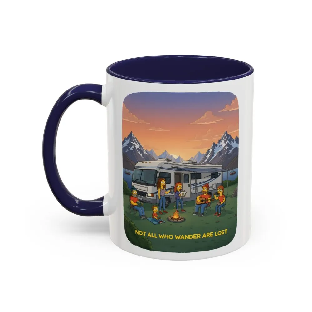 Accent Coffee Mug (11, 15oz) — "Not All Who Wander Are Lost" Design Sitcom-Line