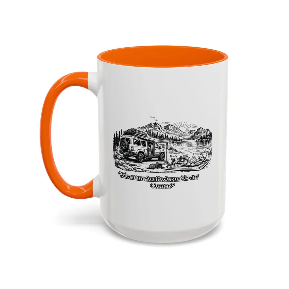 16618800920422653918_2048.jpeg Accent Coffee Mug (11, 15oz) — "Adventure Awaits Around Every Corner" Design Minimal-Line