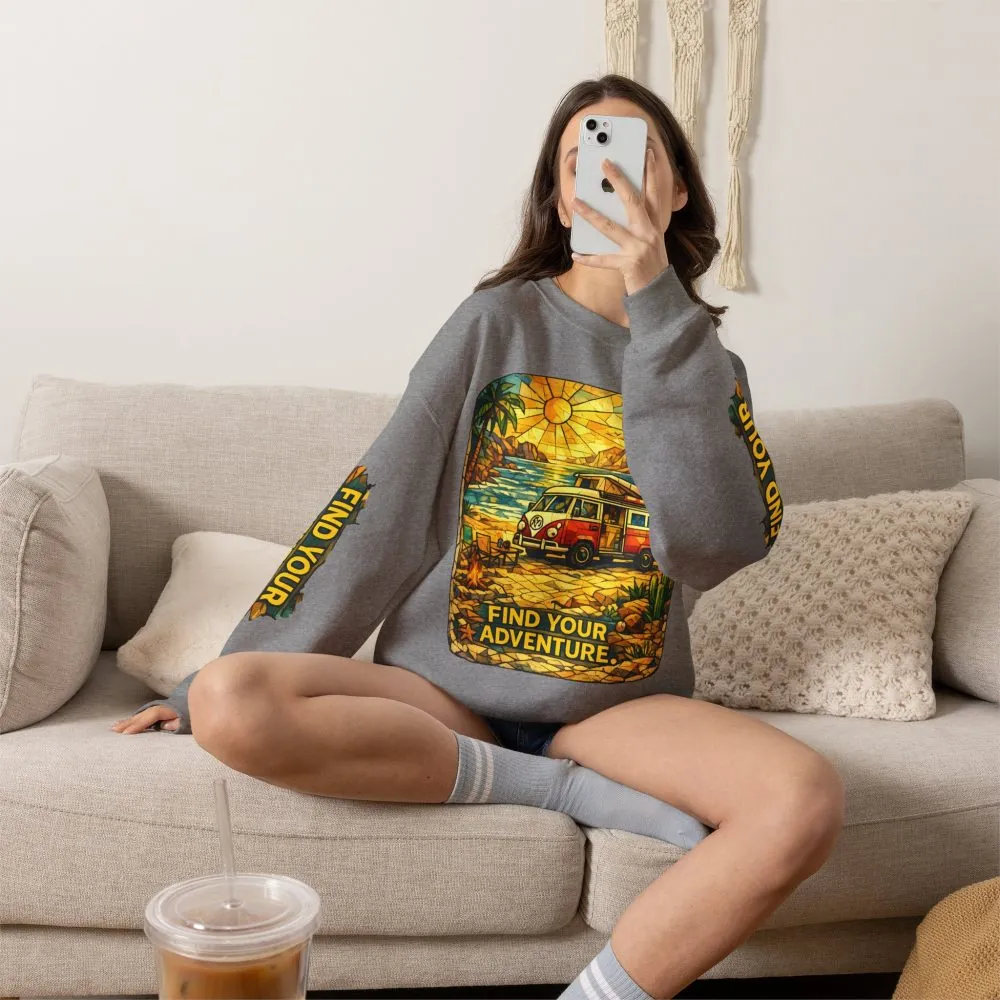 16626471745791338975_2048.jpeg Unisex Heavy Blend™ Crewneck Sweatshirt — "Find Your Adventure" Design Cubic-Line