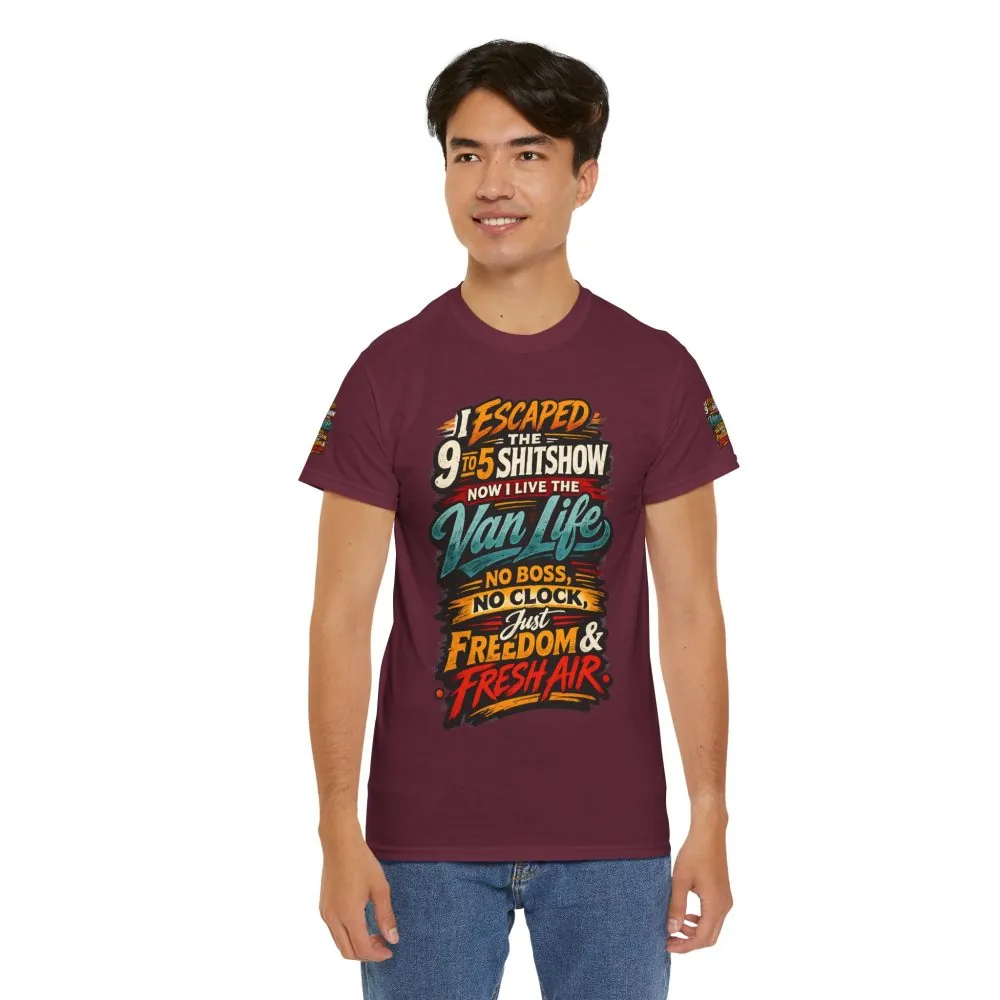 Unisex Heavy Cotton Tee — "I Escaped The 9 To 5" Design F**K-Line