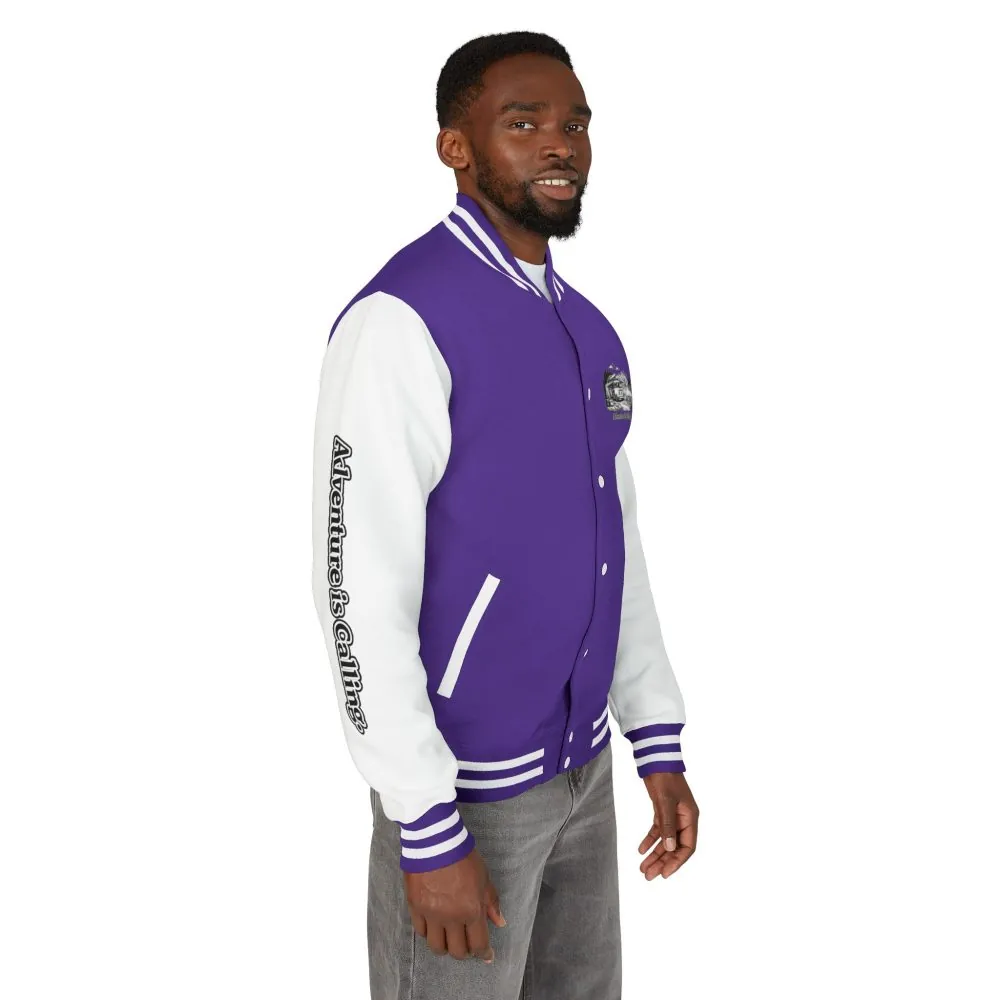 16658713197742285320_2048.jpeg Unisex Heavyweight Letterman Jacket — "Adventure Is Calling" Travel Varsity Coat