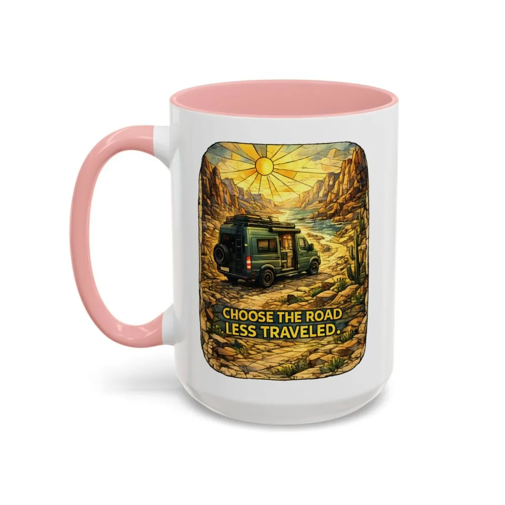 1666240918921681726_2048.jpeg Accent Coffee Mug (11, 15oz) — "Choose The Road Less Traveled" Design Cubic-Line