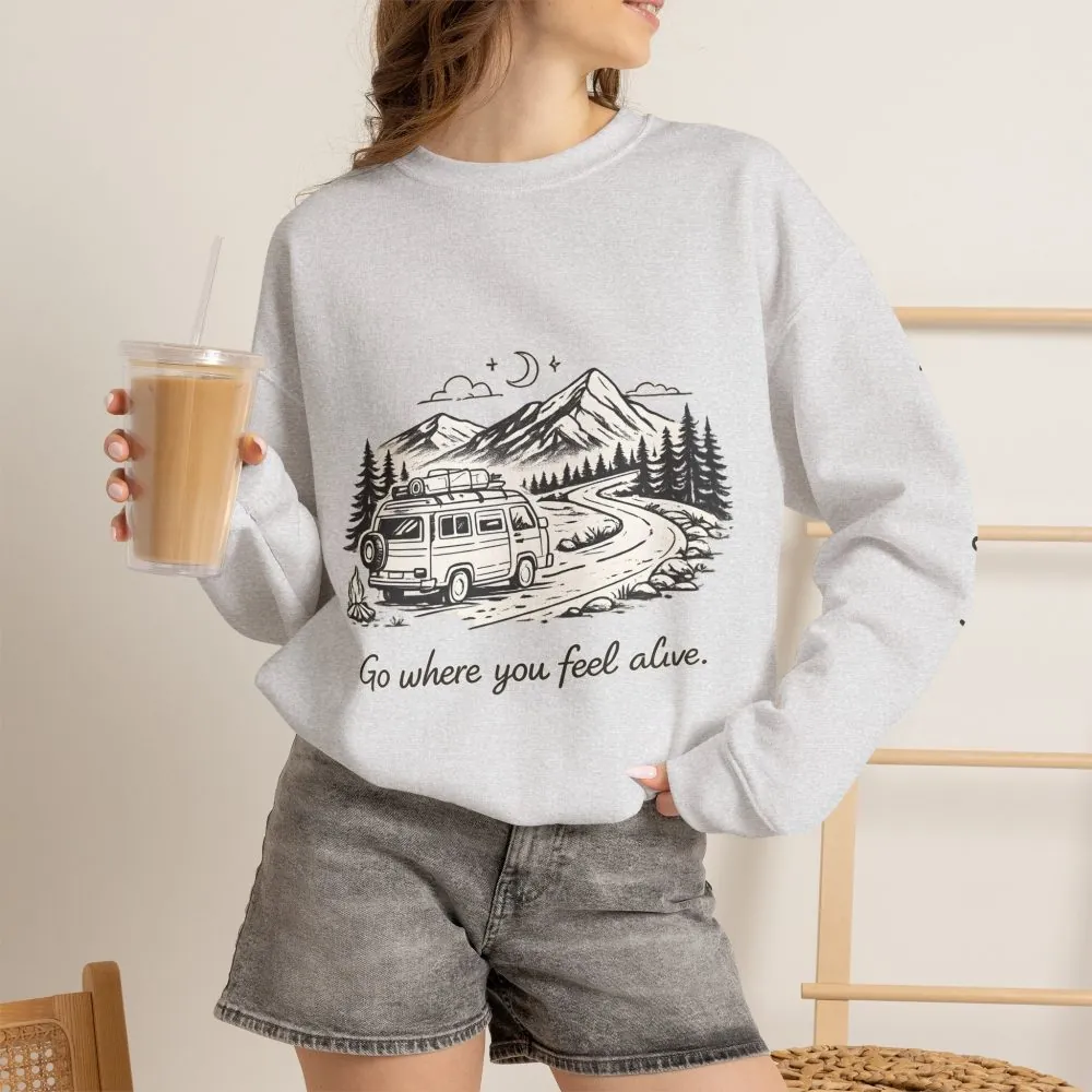 16670756936751668439_2048.jpeg Unisex Heavy Blend™ Crewneck Sweatshirt — "Go Where You Feel Alive" Design Minimal-Line