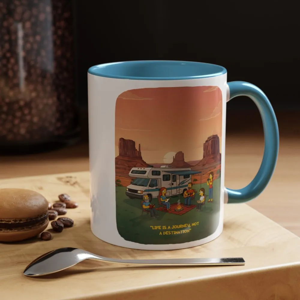 Accent Coffee Mug (11, 15oz) — "Life Is A Journey-Not A Destination" Design Sitcom-Line