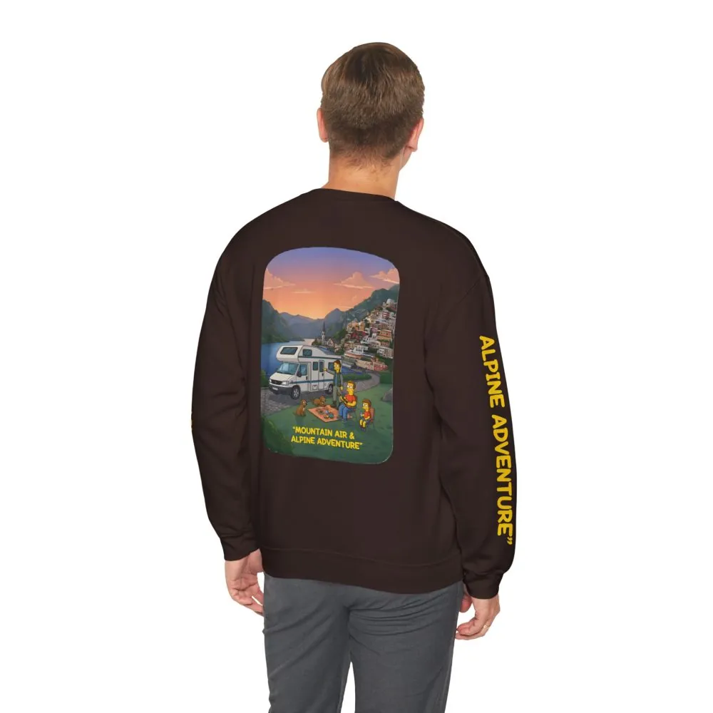 Unisex Heavy Blend™ Crewneck Sweatshirt — "Mountain Air-Alpine Adventure" Design Sitcom-Line