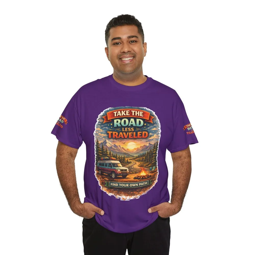 16695051865175424370_2048.jpeg Unisex Heavy Cotton Tee — "Take The Road Less Traveled" Design Scenic-Line