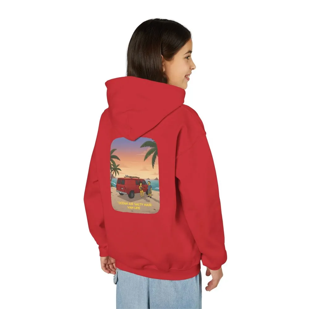 16706253614906598721_2048.jpeg Youth Hoodie(Gildan) – "Ocean Air Salty Hair Van Life" (Design Sitcom-Line)