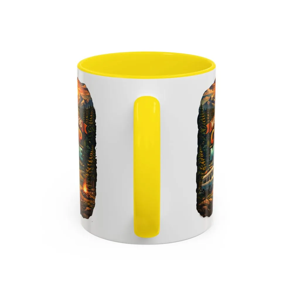 Accent Coffee Mug (11, 15oz) — "Work Less-Camp More" Design Scenic-Line