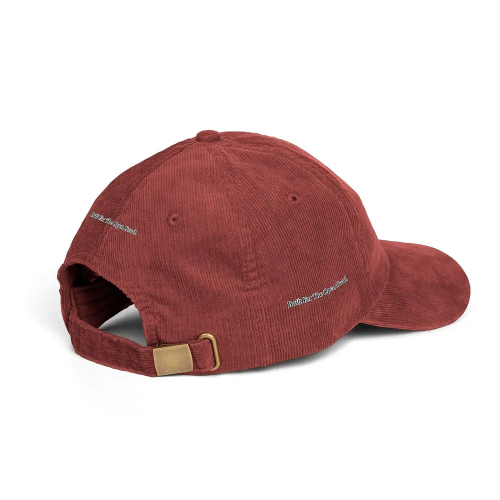 Vintage Corduroy Cap (Embroidery) — "Built For The Open Road" Embroidered Hat