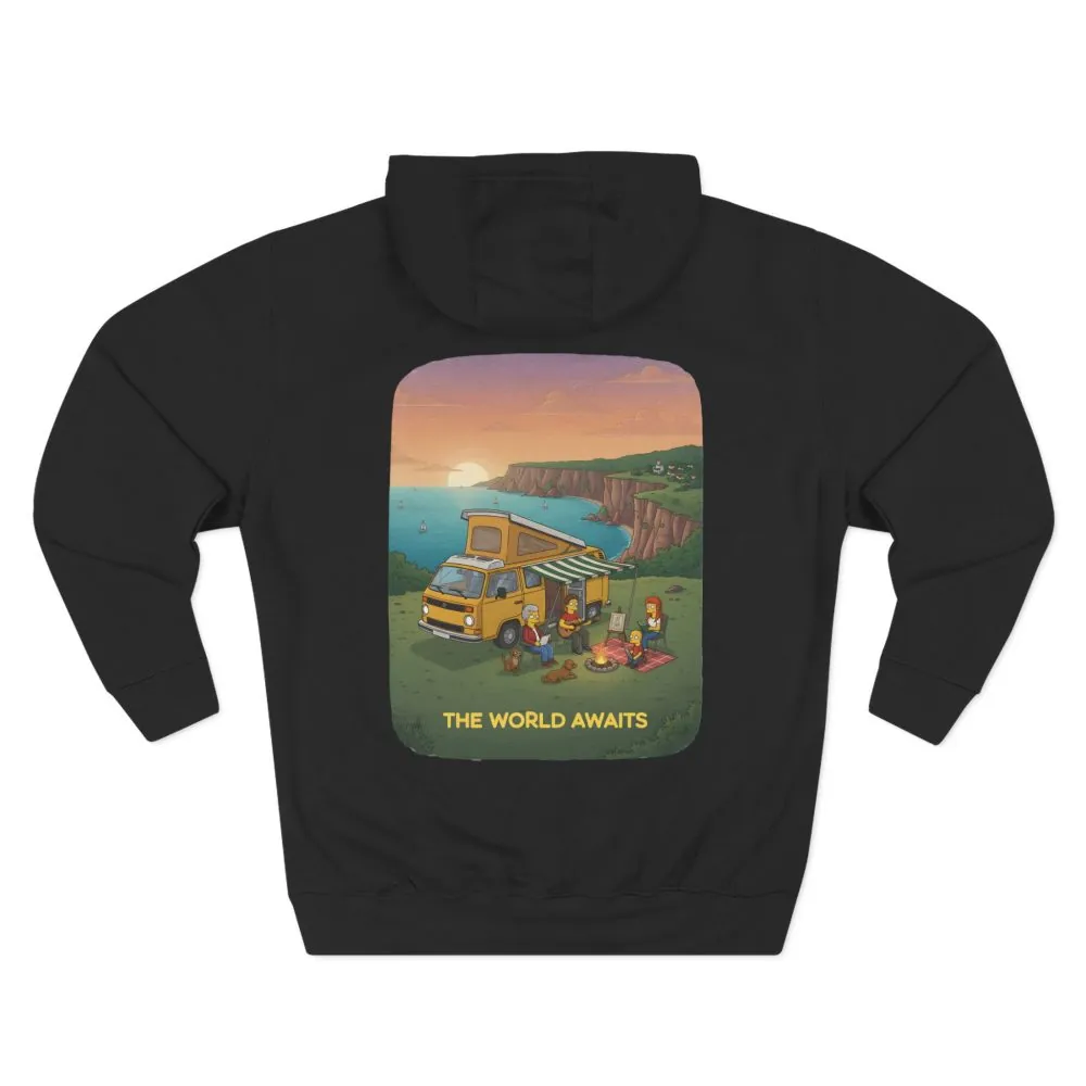 16711615830455931120_2048.jpeg Three-Panel Fleece Hoodie - "The World Awaits" Design Sitcom-Line